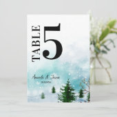 Carte De Remerciements Snowy Winter Magic Blue Hues Mariage Numéro de tab (Debout devant)