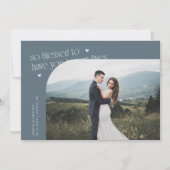 Carte De Remerciements So Blessed Slate Blue Wedding Photo (Devant)