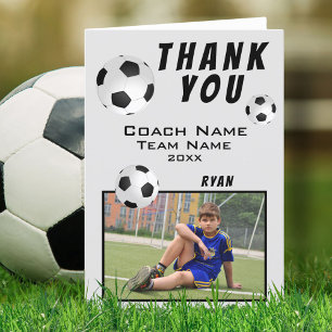 Carte De Remerciements Soccer / Football Sports Thank you Coach Card