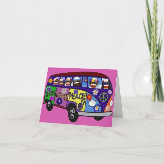 Carte De Remerciements Sock Monkey Peace Bus (Devant)
