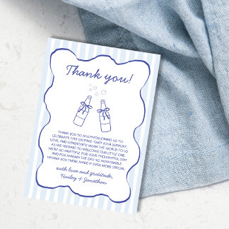 Carte De Remerciements Soda Theme Blue Hand Drawn Baby Shower