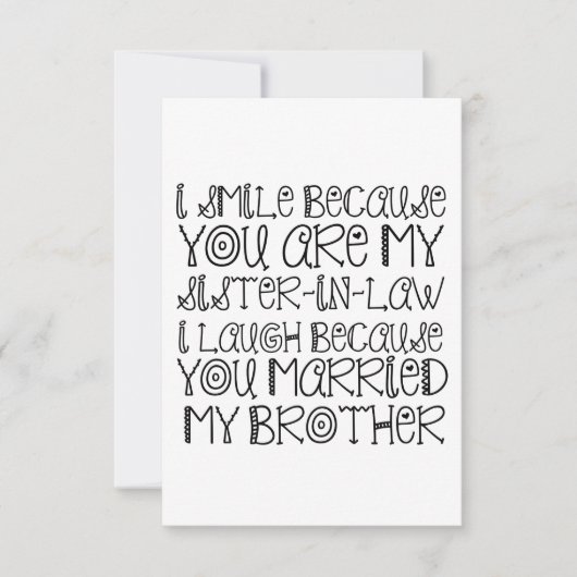 CARTE DE REMERCIEMENTS SOEUR EN DROIT (Devant)