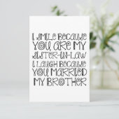 CARTE DE REMERCIEMENTS SOEUR EN DROIT (Debout devant)