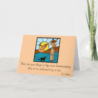 Carte De Remerciements Soeur Seraphim avec des chats et des oiseaux