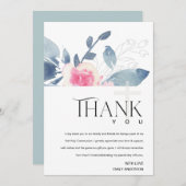 CARTE DE REMERCIEMENTS SOFT BLEU BLEU FLORAL BUNCH PREMIER SAINT COMMUNIO (Devant / Derrière)