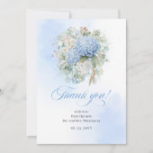 Carte De Remerciements Soft Blue Hydrangeas Eucalyptus Wedding thank you (Devant)