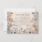 Carte De Remerciements Soft Bohemian Floral Meadow Wedding (Devant)