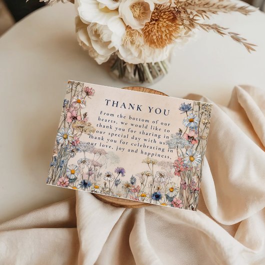 Carte De Remerciements Soft Bohemian Floral Meadow Wedding