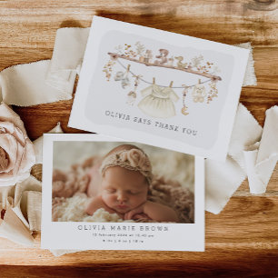 Carte De Remerciements Soft Boho Baby Girl Clothes Nursery Photo