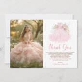 Carte De Remerciements Soft Boho Rose Quinceañera Photo (Devant)