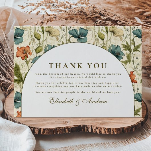 Carte De Remerciements Soft Botanical Arch Garden Wedding