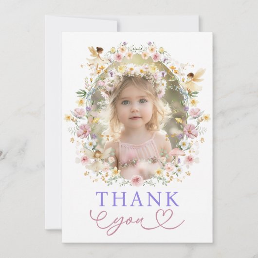 Carte De Remerciements Soft Fleur sauvage Fairy Garden Anniversaire de fê (Devant)