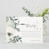 CARTE DE REMERCIEMENTS SOFT IVORY WHITE FLORA BUNCH PREMIER SAINT COMMUNI (Debout devant)