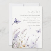 Carte De Remerciements Soft Lilac Fleur sauvage Butterfly Garden Mariage (Devant)