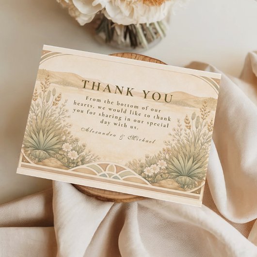 Carte De Remerciements Soft Neutral Desert Florals Wedding