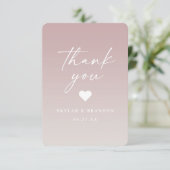 Carte De Remerciements Soft Ombre Mauve rose & Gardenia Mariage blanc (Debout devant)