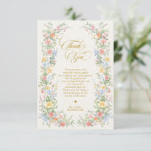 Carte De Remerciements Soft Pastel Ornate Spring Garden Gold Wedding (Debout devant)