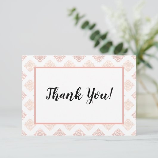 Carte De Remerciements Soft Peachy Blush Damask (Debout devant)
