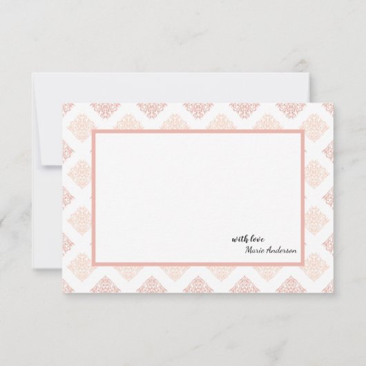Carte De Remerciements Soft Peachy Blush Damask (Dos)