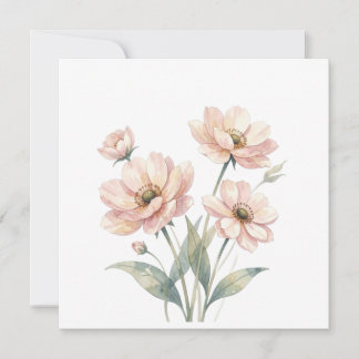 Carte De Remerciements Soft Pink Floral Watercolor Bouquet Art