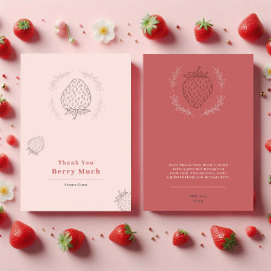 Carte De Remerciements Soft rose minimaliste fraise Anniversaire