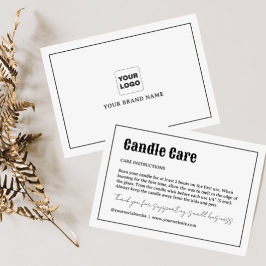 Carte De Remerciements Soins aux bougies de typographie rétro