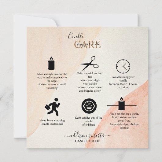 Carte De Remerciements Soins aux chandelles Orange Professional (Devant)