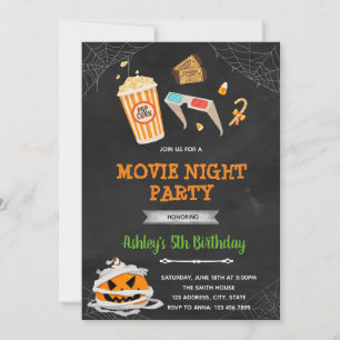 Carte De Remerciements Soirée cinéma à l'invitation de l'halloween