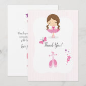 Carte De Remerciements Soirée d'anniversaire de Pink Ballerina (Devant / Derrière)