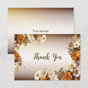 Carte De Remerciements Soirée de mariage Golden Orange White Flowers rust