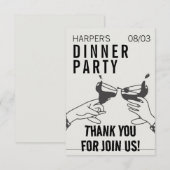 Carte De Remerciements Soirée d'être et dîner d'illustrations rétros noir (Devant / Derrière)