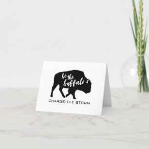 Carte De Remerciements Sois la silhouette de Buffalo charge la tempête