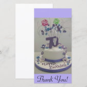 Carte De Remerciements soixante-dixième Gâteau d'anniversaire (Devant / Derrière)