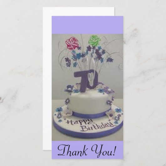 Carte De Remerciements soixante-dixième Gâteau d'anniversaire (Devant / Derrière)