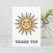 Carte De Remerciements Soleil jaune avec un visage (Debout devant)