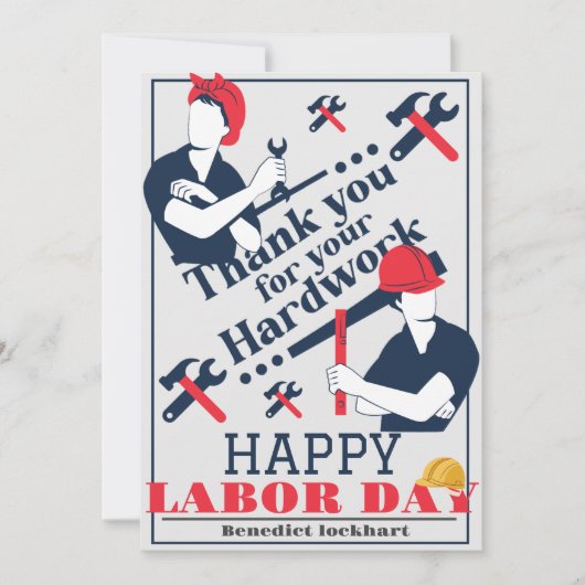 Carte De Remerciements Solidarité Travailleur Unité Fête du Travail avec (Devant)