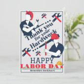 Carte De Remerciements Solidarité Travailleur Unité Fête du Travail avec (Debout devant)