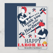 Carte De Remerciements Solidarité Travailleur Unité Fête du Travail avec (Devant / Derrière)