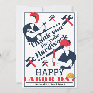 Carte De Remerciements Solidarité Travailleur Unité Fête du Travail avec 