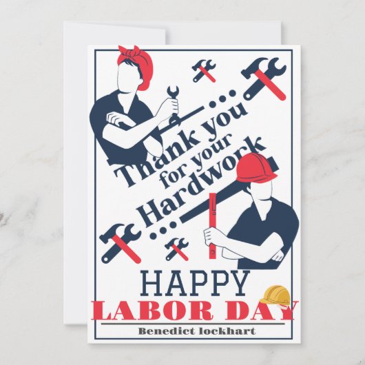 Carte De Remerciements Solidarité Travailleur Unité Fête du Travail avec (Devant)