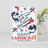 Carte De Remerciements Solidarité Travailleur Unité Fête du Travail avec (Debout devant)