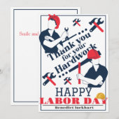 Carte De Remerciements Solidarité Travailleur Unité Fête du Travail avec (Devant / Derrière)