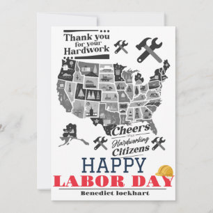 Carte De Remerciements Solidarité Travailleur Unité Fête du Travail avec