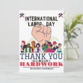 Carte De Remerciements Solidarité Travailleur Unité Fête du Travail avec  (Debout devant)