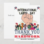 Carte De Remerciements Solidarité Travailleur Unité Fête du Travail avec  (Devant / Derrière)