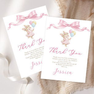 Carte De Remerciements Some Bunny Girl Pink Fête son Premier Anniversaire