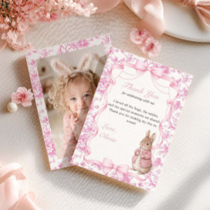 Carte De Remerciements Some Bunny Is One Lapin Toile Rose