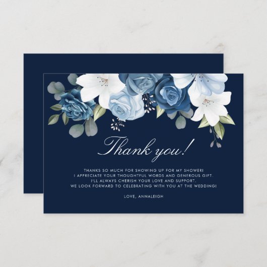 Carte De Remerciements Something Blue Before I Do Baby Shower (Devant / Derrière)