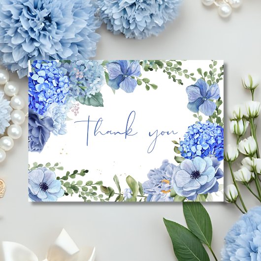Carte De Remerciements Something blue before i do hydrangea bridal shower