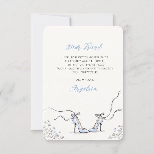 Carte De Remerciements Something Blue Heels Bridal Shower (Devant)